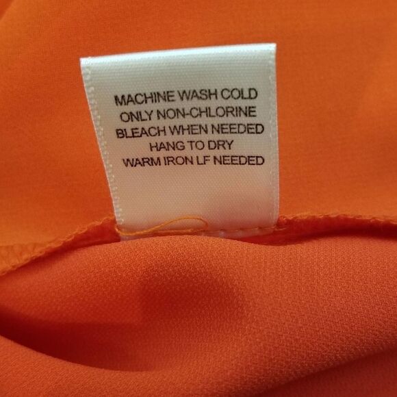 Skies Are Blue Neon Orange Cutout V-Neck Long Sleeve Blouse - Picture 5 of 6